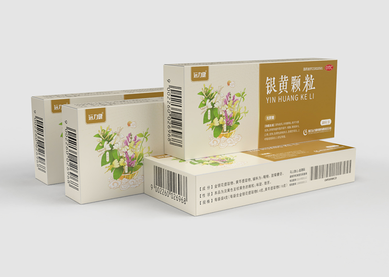 國風(fēng)插畫設(shè)計(jì)—銀黃顆粒中成藥包裝
